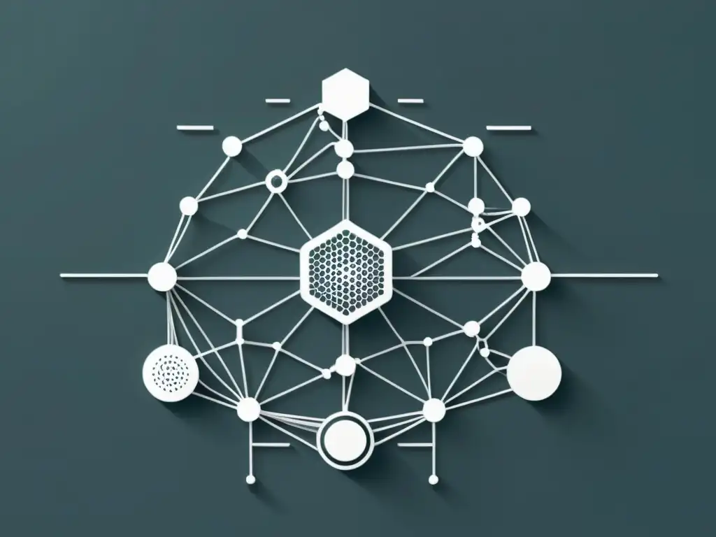 Una representación abstracta y minimalista de la intersección entre la inteligencia artificial y las bases de datos