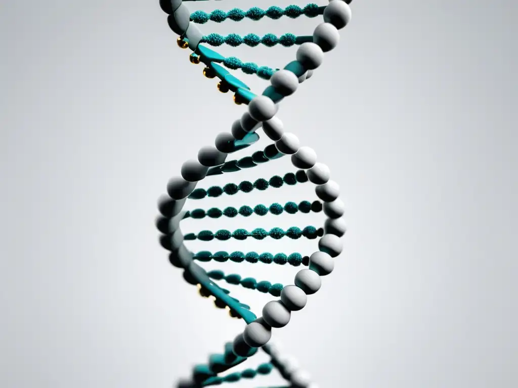 Un ADN doble hélice detallado sobre fondo blanco, representa el diagnóstico de enfermedades hereditarias con IA