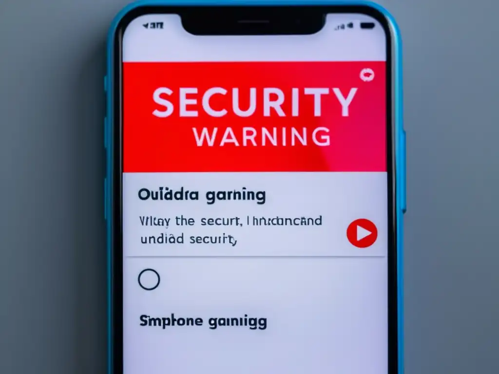 Advertencia de seguridad en teléfono con riesgo de seguridad en teléfonos desactualizados