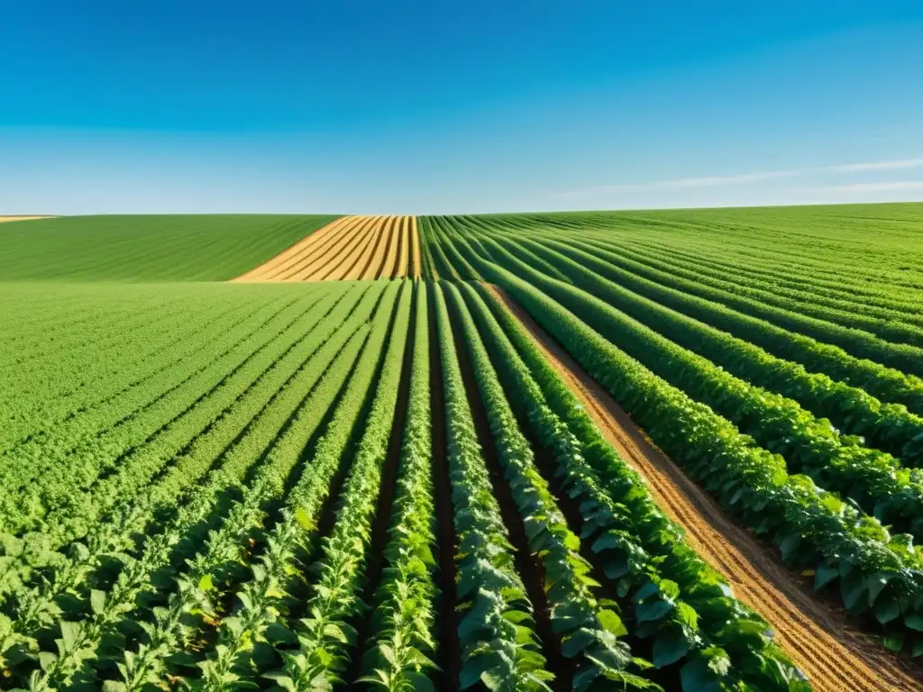 Amplio campo agrícola verde bajo cielo azul