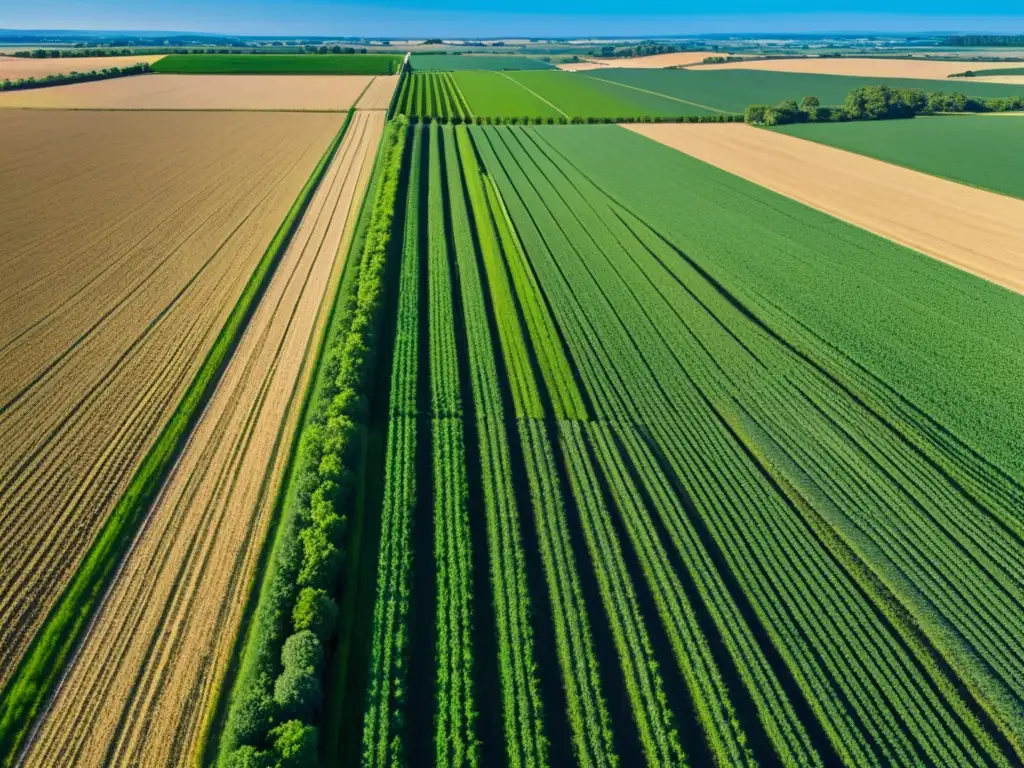 Amplio campo agrícola verde bajo el cielo azul