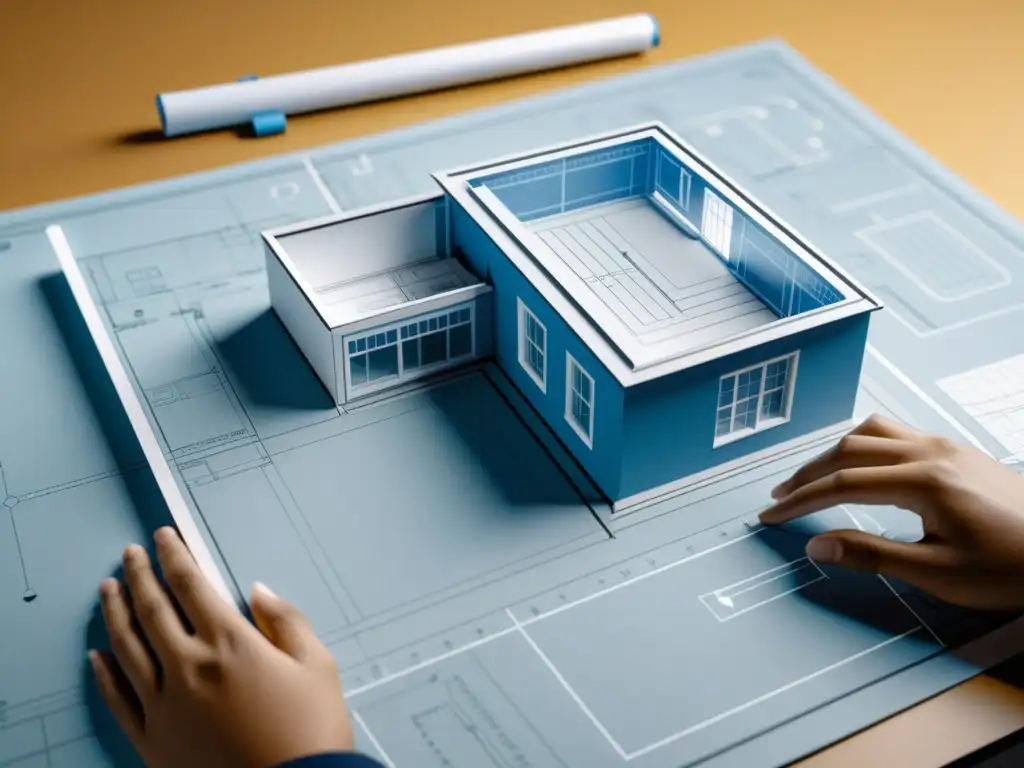 Blueprint moderno con realidad aumentada para educación en arquitectura