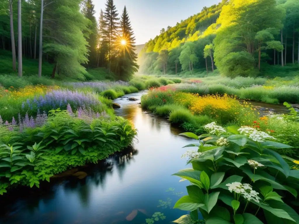 Un bosque exuberante bañado por la luz del sol