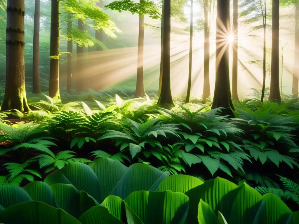 Un bosque exuberante iluminado por el sol, muestra la rica biodiversidad y belleza natural