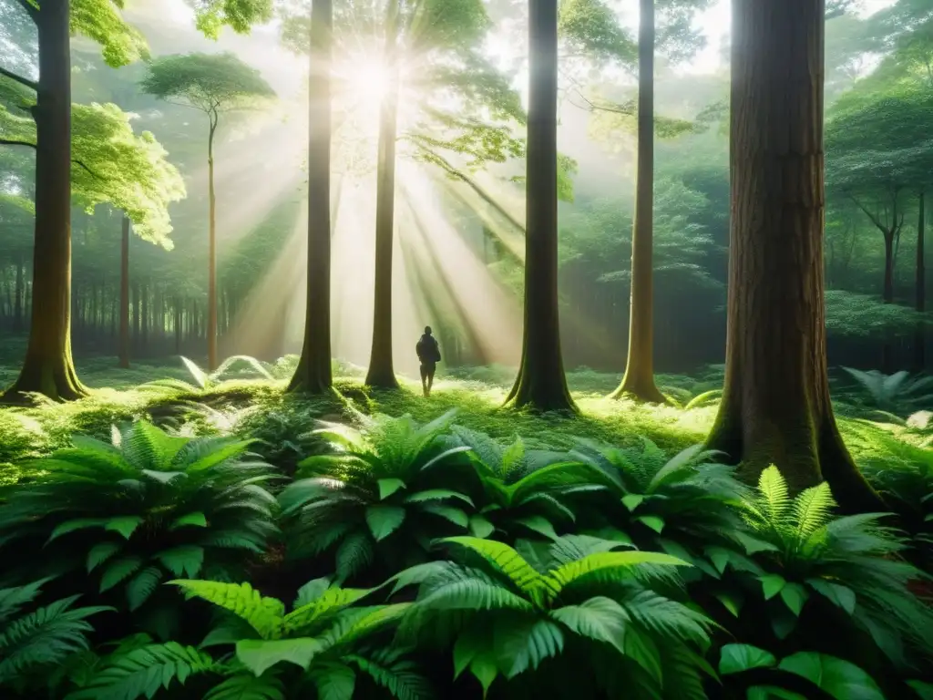 Un bosque exuberante y sereno, bañado por la luz del sol