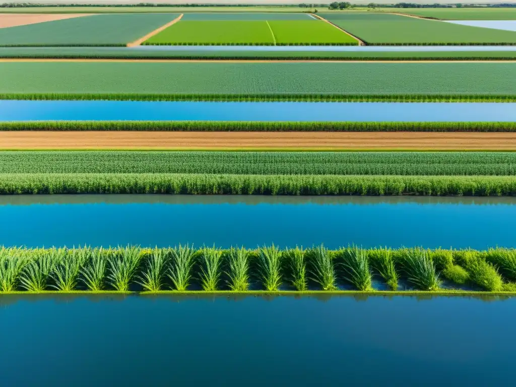 Un campo agrícola vasto y exuberante se extiende hasta el horizonte