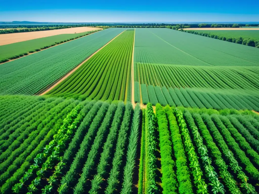 Un campo verde extenso bajo un cielo azul