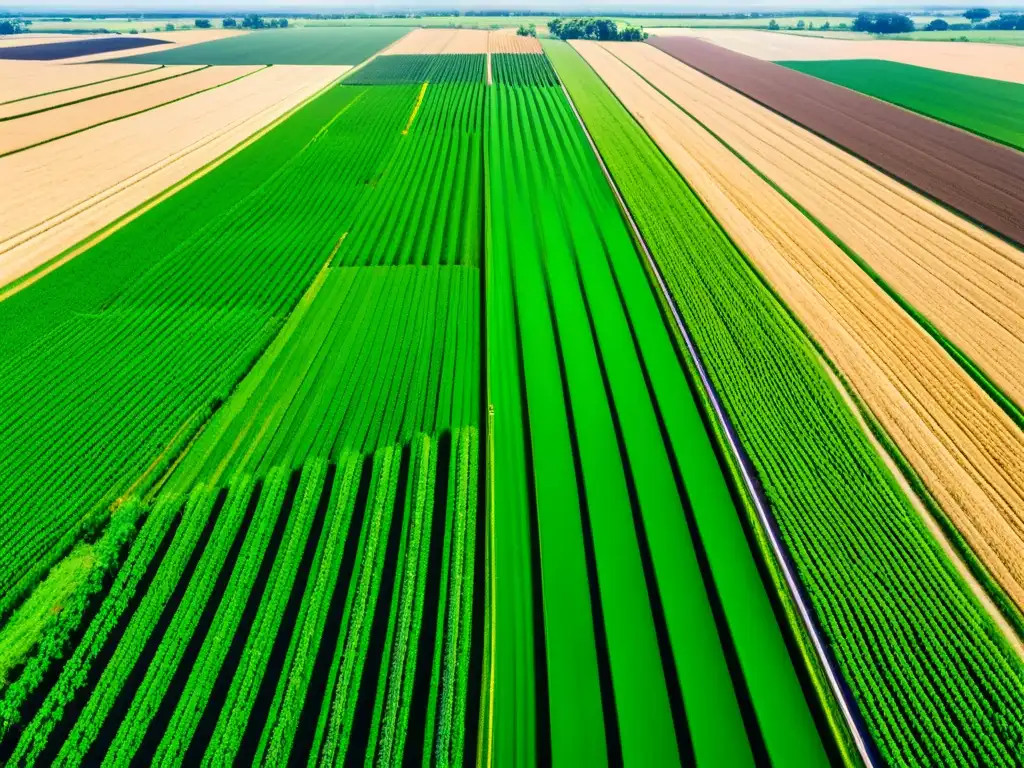 Un campo agrícola verde exuberante con tecnología de monitoreo avanzado integrada, simbolizando la armonía entre naturaleza e innovación