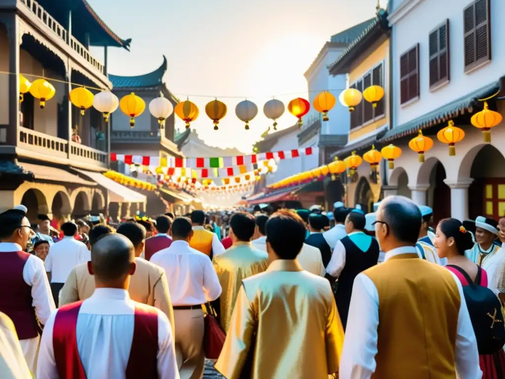 Vivir celebraciones culturales con RA: Desfile colorido y festivo en calles históricas durante un festival tradicional