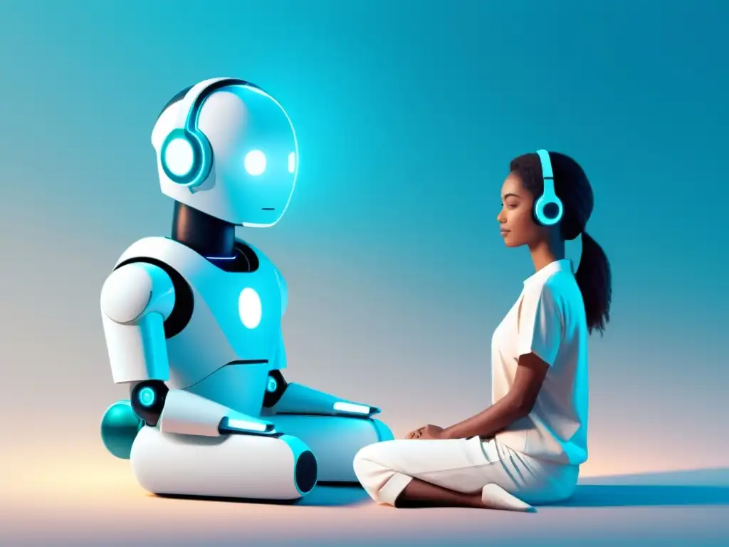 Un chatbot terapéutico de inteligencia artificial brinda apoyo en una sesión calmada y futurista