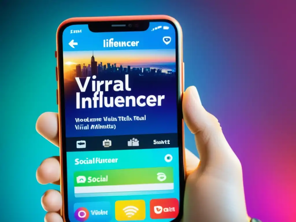 Closeup de perfil de influencer tech con contenido viral y estética moderna