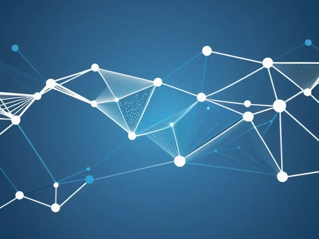 Integración de datos y IA: complejidad en azul Compleja red azul y líneas blancas entrelazadas, representa la integración de big data y IA