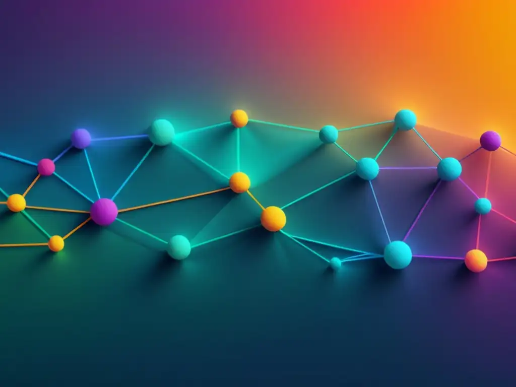 Compleja red de datos interconectados con técnicas de visualización de Big Data en una imagen ultradetallada y minimalista en 8k