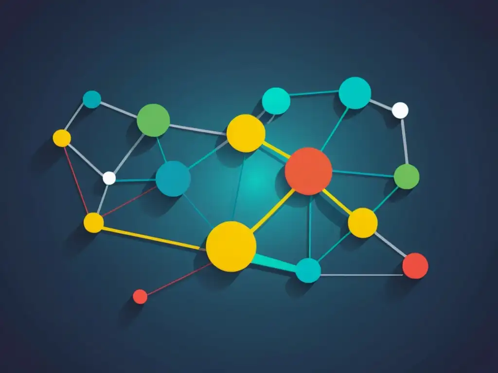 Compleja red de nodos NoSQL en un ambiente futurista, mostrando la sofisticación de las bases de datos Big Data