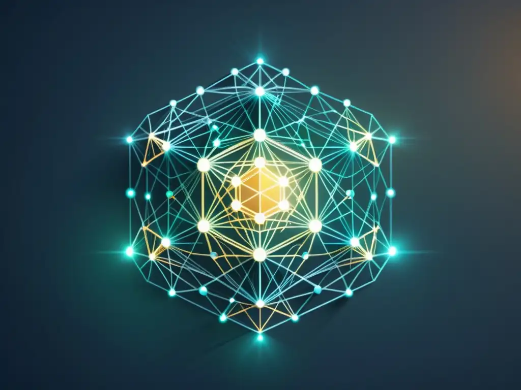 Red de nodos blockchain: conectividad descentralizada Compleja red de nodos blockchain interconectados, transmitiendo la idea de conectividad descentralizada y avance tecnológico