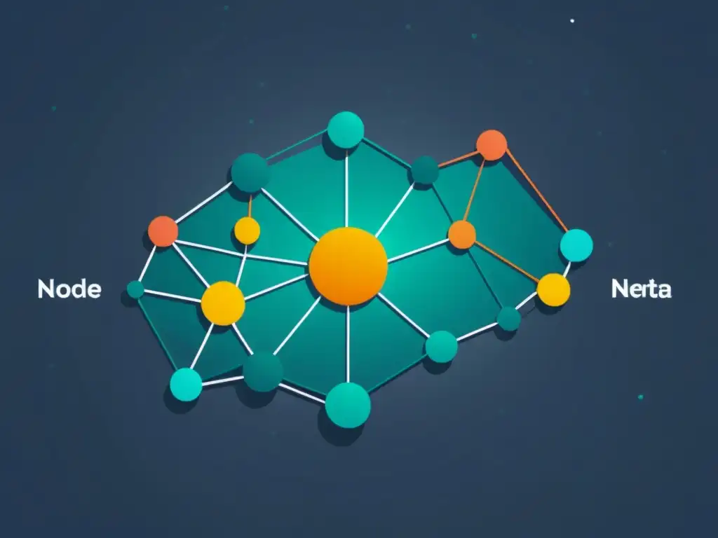 Compleja red de nodos interconectados, representando la segmentación de audiencias con estética futurista y tecnológica