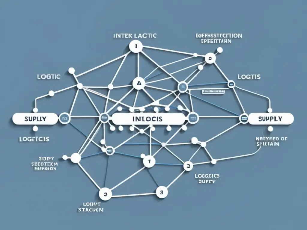 Compleja red de nodos e interconexiones, representando la eficiencia y modernidad de Algoritmos IA para optimizar logística