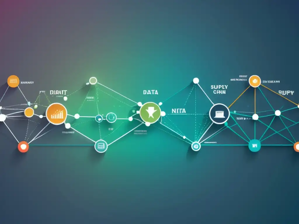 Compleja red de suministro interconectada con un enfoque moderno y eficiente, representando la integración de Big Data en la cadena de suministro