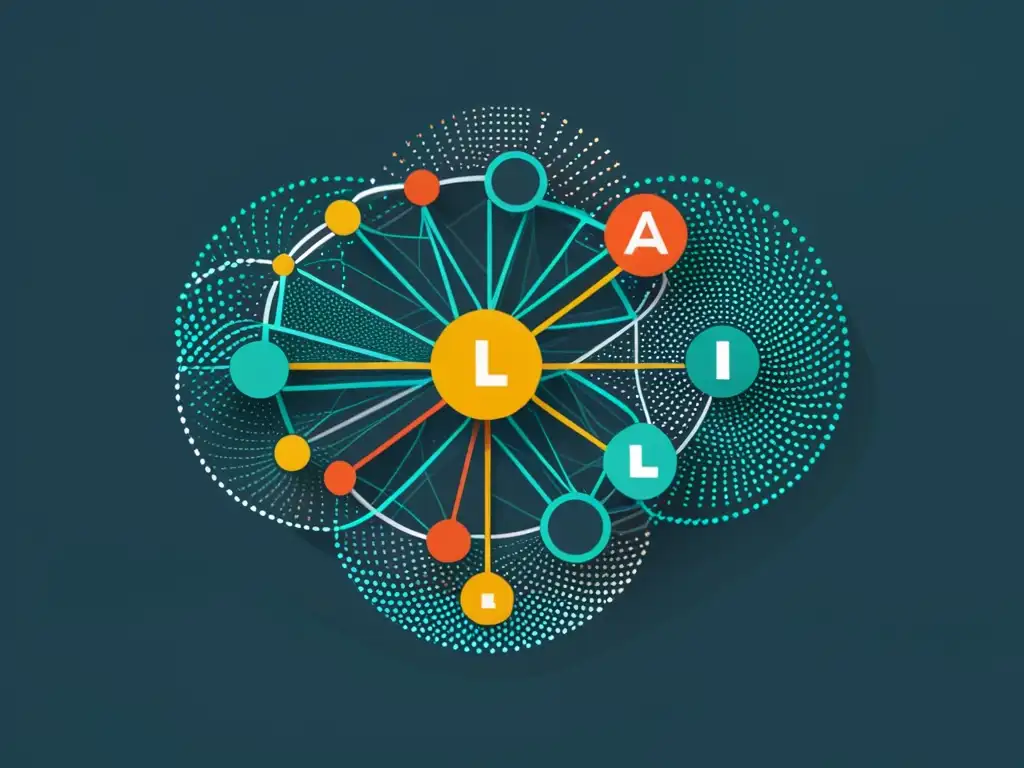 Interconexión de datos y nodos logísticos en una red moderna, representando la integración de IA y Big Data en logística eficiente