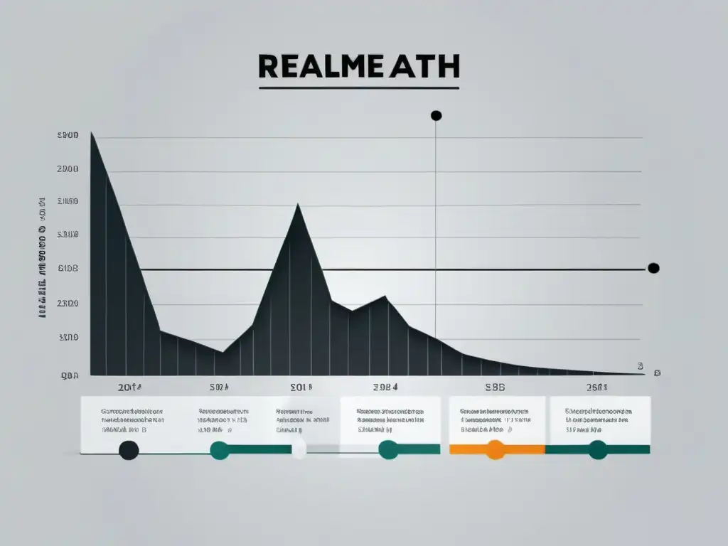 Visualización de datos en tiempo real: Gráfico de líneas minimalista con colores monocromáticos, líneas precisas y fondo blanco