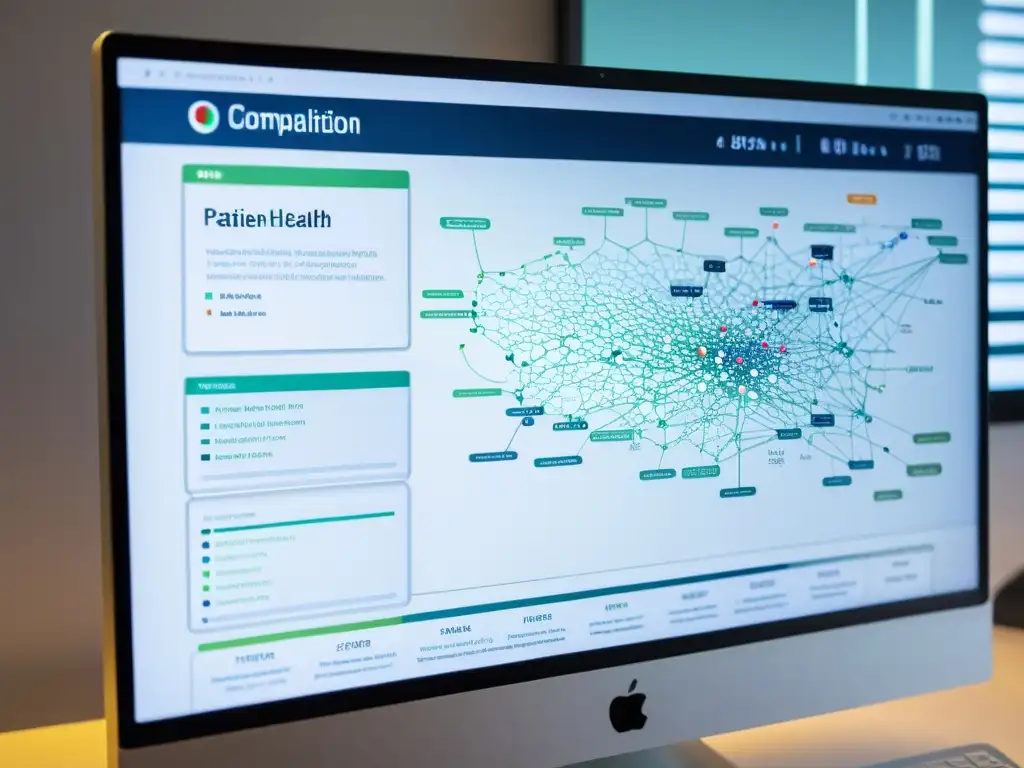 Visualización detallada de datos médicos, Big Data en seguimiento pacientes, tecnología avanzada y análisis de datos