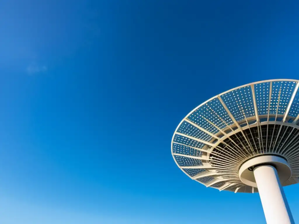 Detalle de antenas 5G en cielo azul, muestra la precisión del beamforming