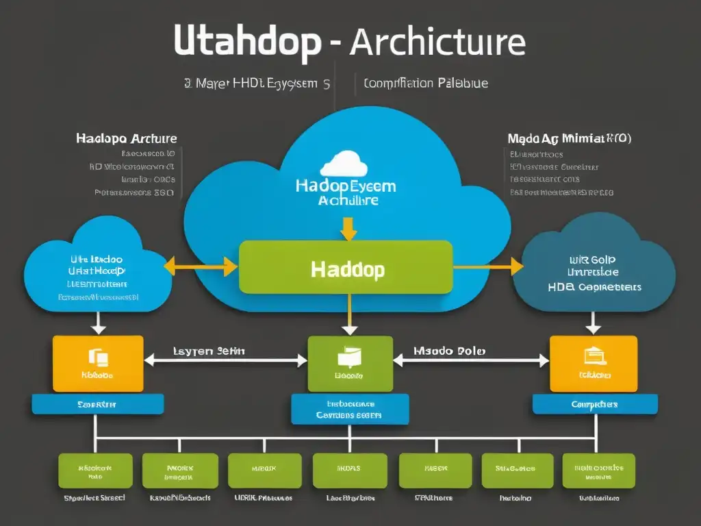 Detalle de la arquitectura del ecosistema Hadoop en alta resolución, mostrando la complejidad de sus componentes