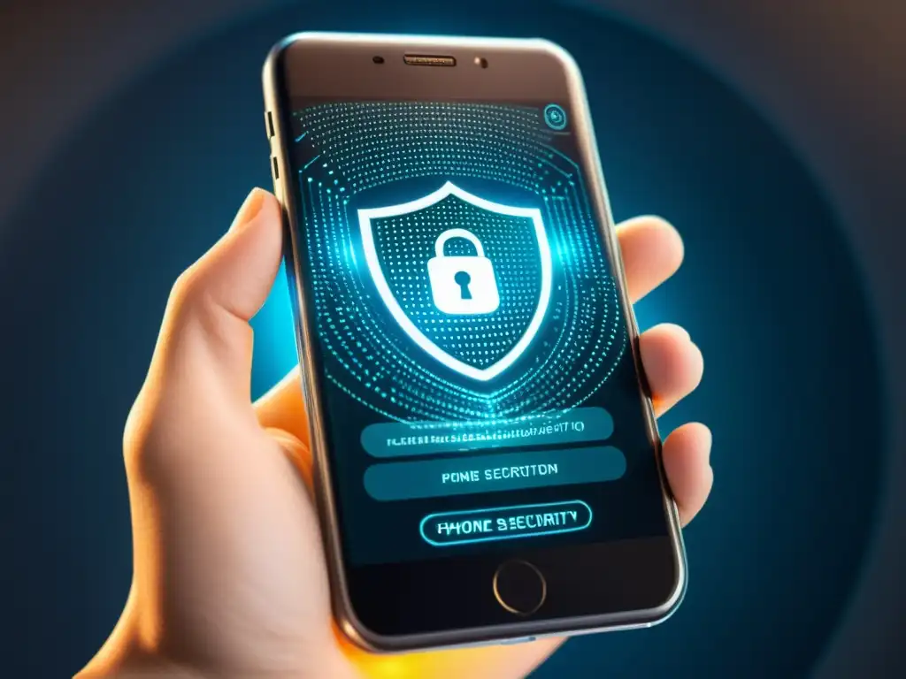 Detalle impresionante de seguridad digital en smartphone