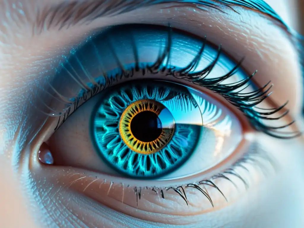 Detalles futuristas del ojo con biometría para autenticación segura