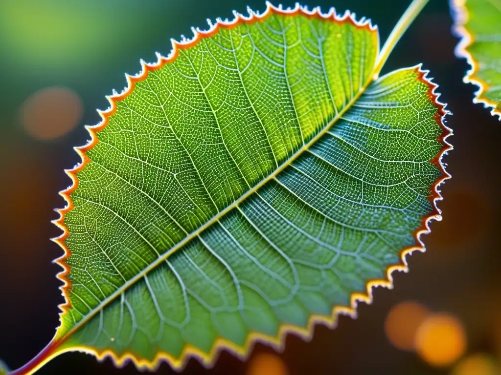 Detalles de nanobots metálicos en hoja, protegiendo la planta