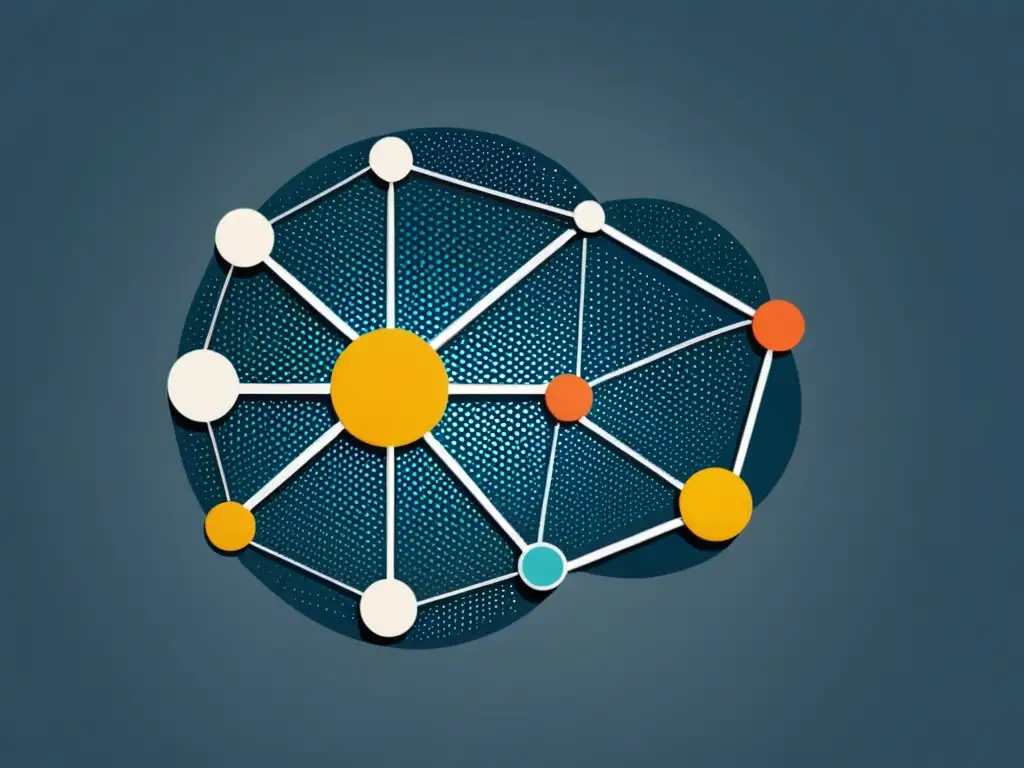 Redes Neuronales: Conexiones Minimalistas Un diagrama minimalista de una red neuronal que representa los avances en redes neuronales para IA con un diseño moderno y conexiones complejas