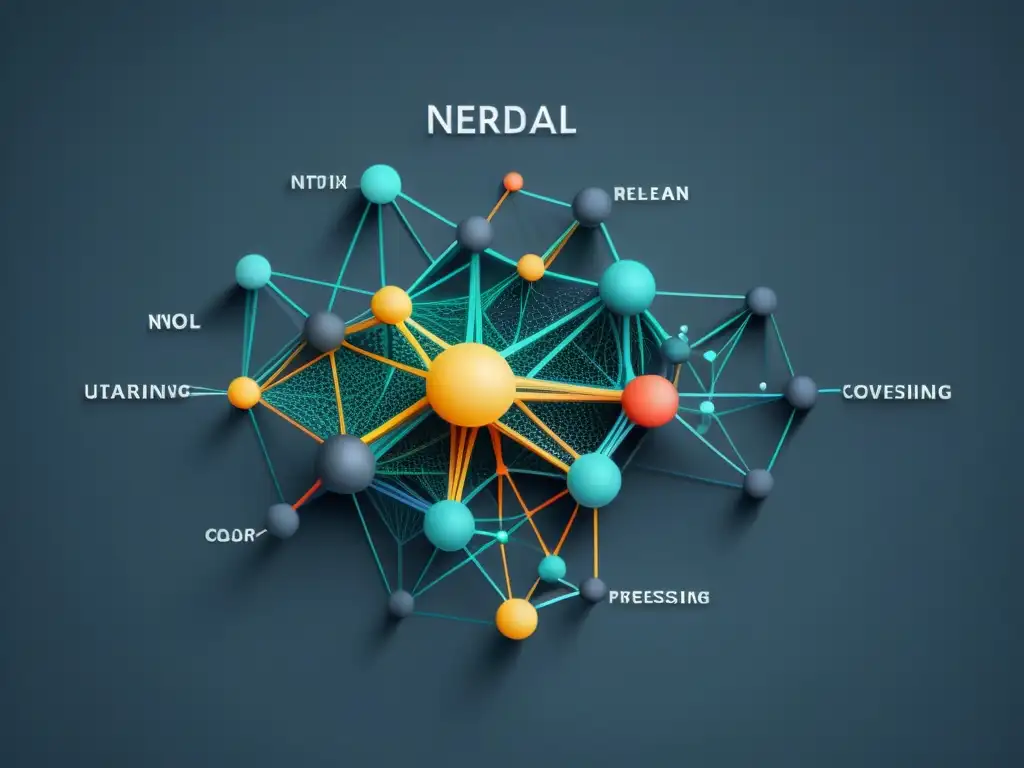 Diagrama de red neuronal en 8k, mostrando conexiones complejas y nodos