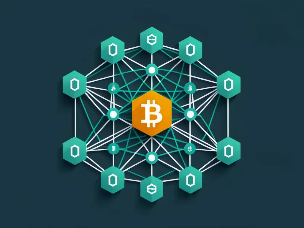 Una ilustración digital minimalista de una red blockchain con ramificaciones y divisiones, mostrando la complejidad y evolución de la tecnología