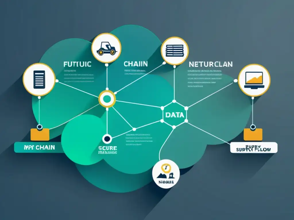 Representación digital de una red futurista de cadenas de suministro, protegiendo cadenas suministro digitales