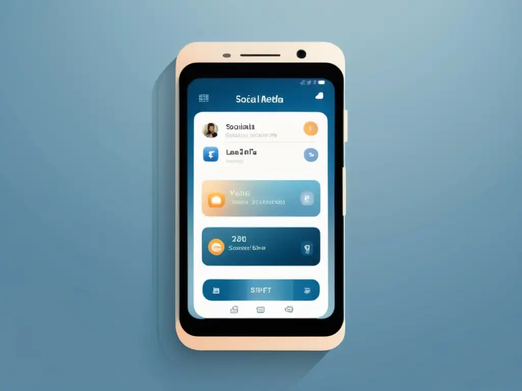 Un diseño de app de redes sociales elegante y minimalista, con una experiencia de usuario (UX) bien elaborada