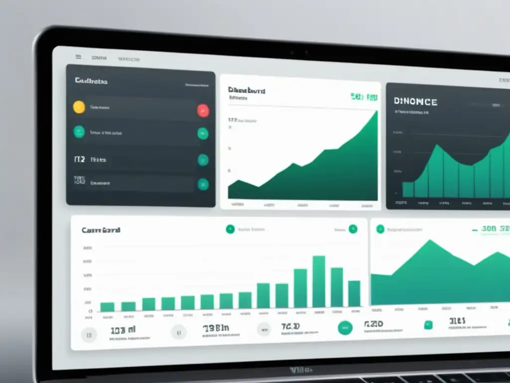 Diseño efectivo de dashboards: Minimalismo, líneas limpias y esquema monocromático transmiten modernidad y sofisticación