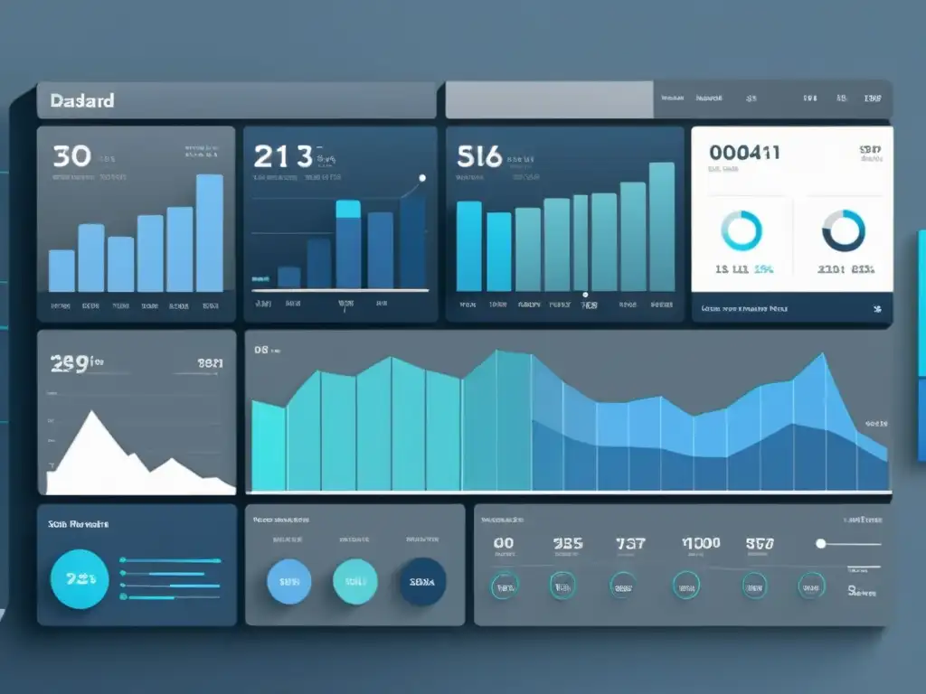 Diseño efectivo de dashboards con visualizaciones de datos en gráficos de barras, líneas y sectores