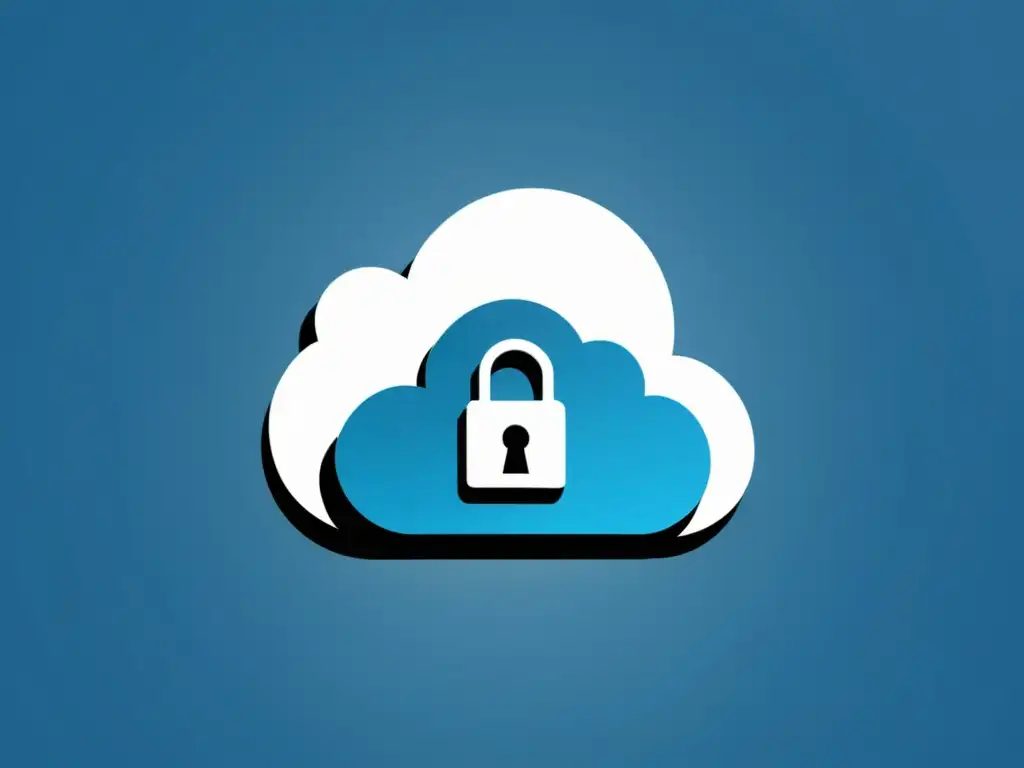Seguridad en la nube: protección y confianza Un diseño minimalista de una nube con un candado seguro, simbolizando la seguridad de datos en servicios nube