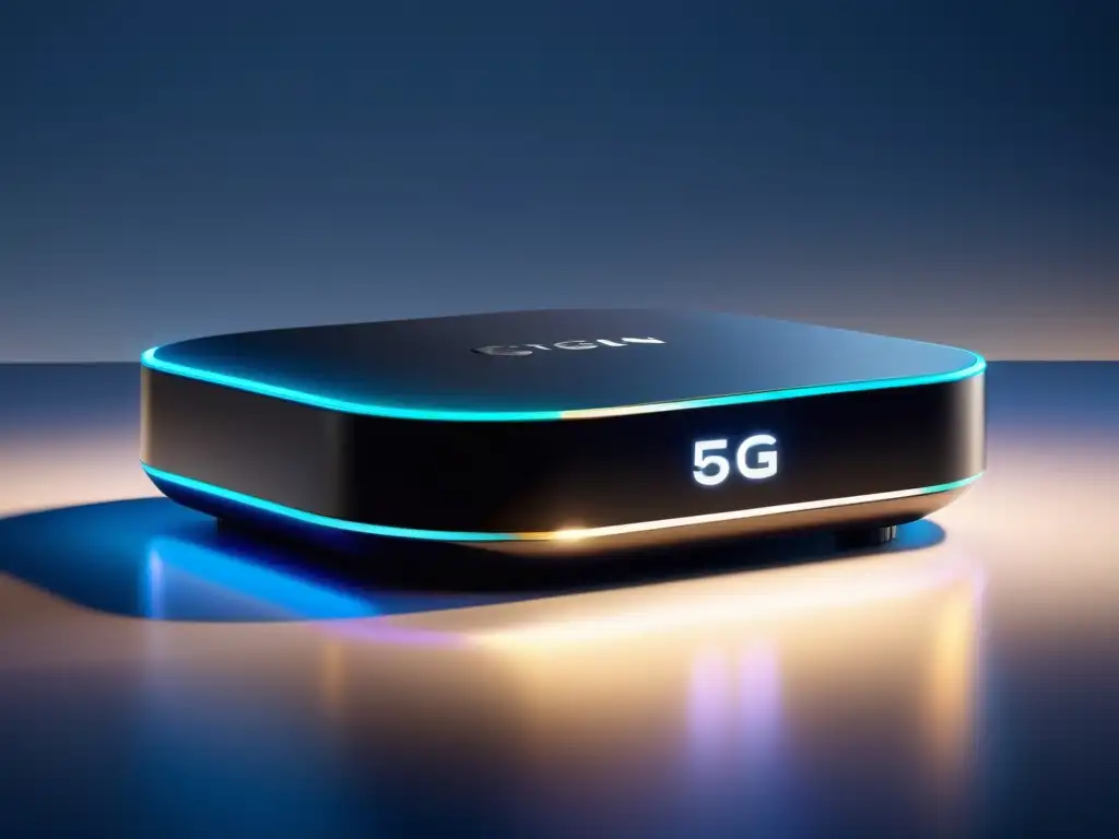 Un dispositivo de transmisión 5G impactante en el avance tecnológico del streaming, con diseño minimalista y tecnología de vanguardia