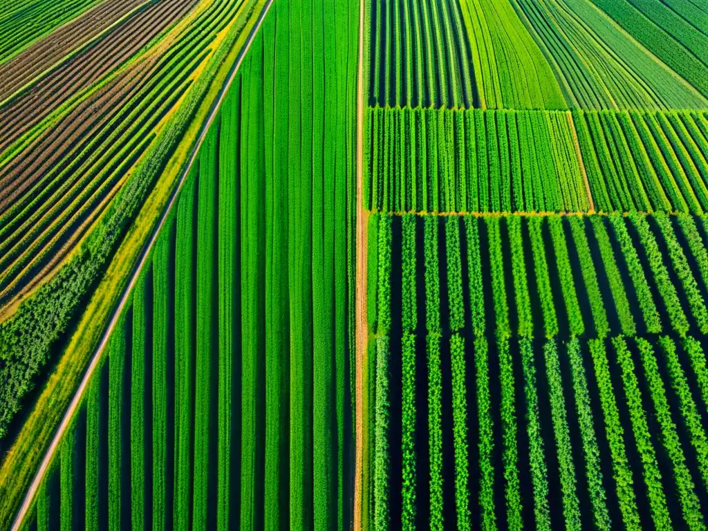 Drones agrícolas con IA capturan la belleza y precisión de un campo verde exuberante en una impresionante imagen aérea