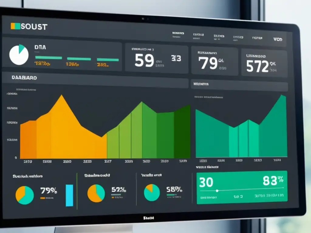 Un elegante panel de análisis de datos estructurados SEO mercado, con diseño minimalista y gráficos detallados en blanco y negro