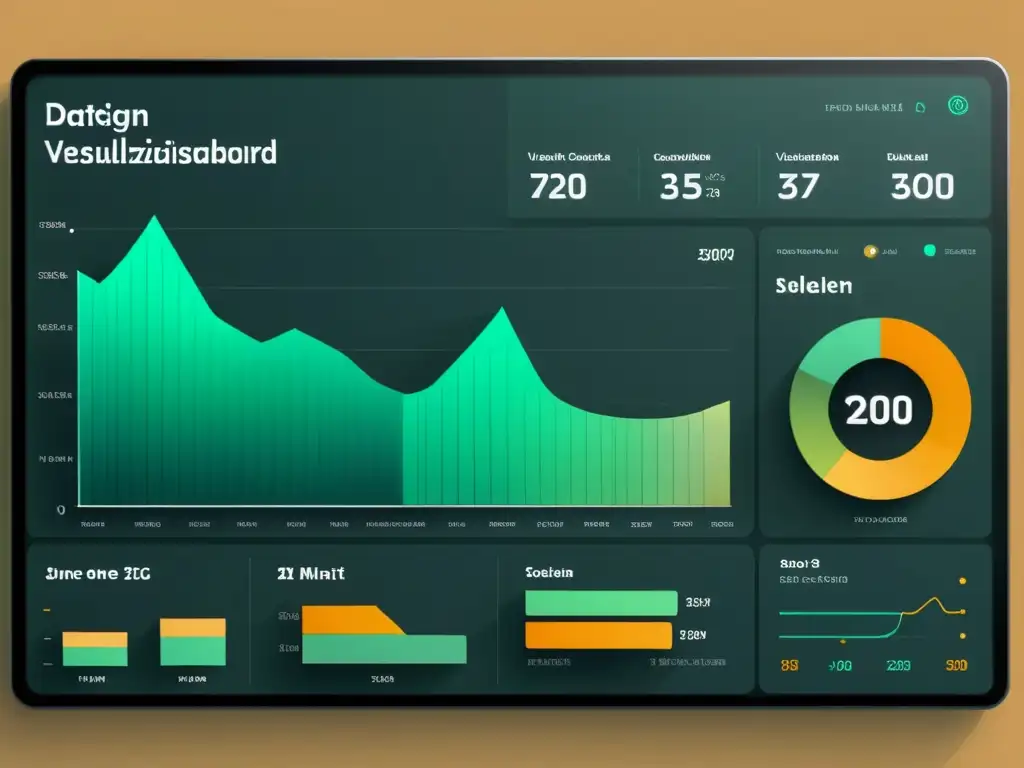 Un elegante panel de visualización de datos con diseño minimalista y paleta de colores tenues