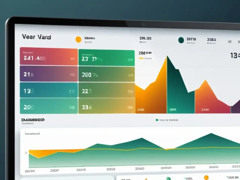 Un elegante panel de visualización de datos con gráficos dinámicos y vibrantes, ideal para desarrolladores