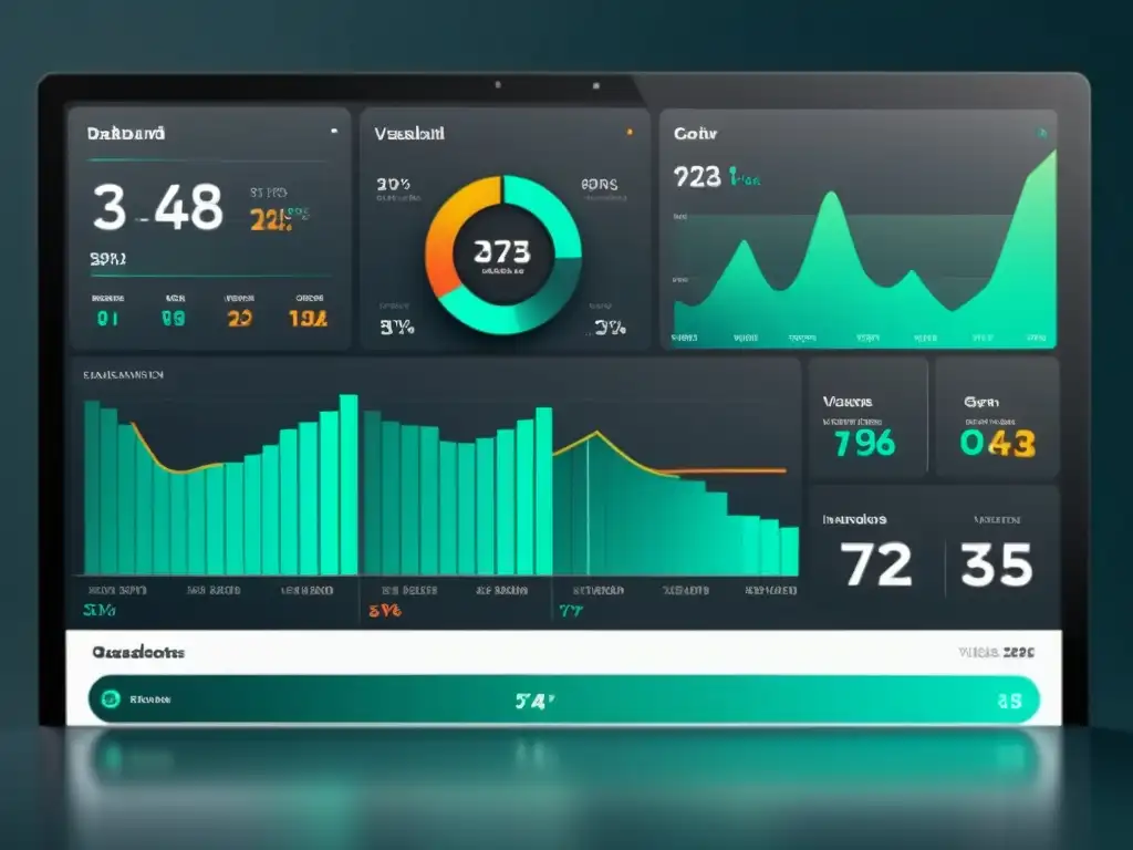 Un elegante tablero de visualización de datos con líneas limpias y sutiles gradientes de color, resaltando la Importancia estética visualización datos