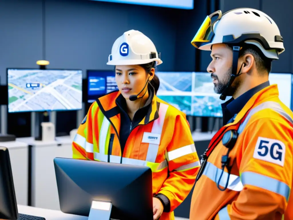 Equipo de emergencia con tecnología avanzada coordinando en un operativo de ayuda en desastre