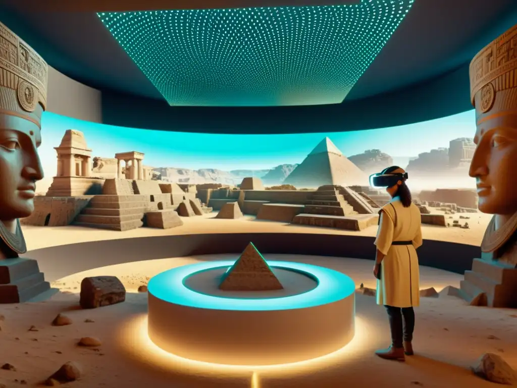 Escena de arqueología virtual con tecnologías emergentes en sitio arqueológico en 8k