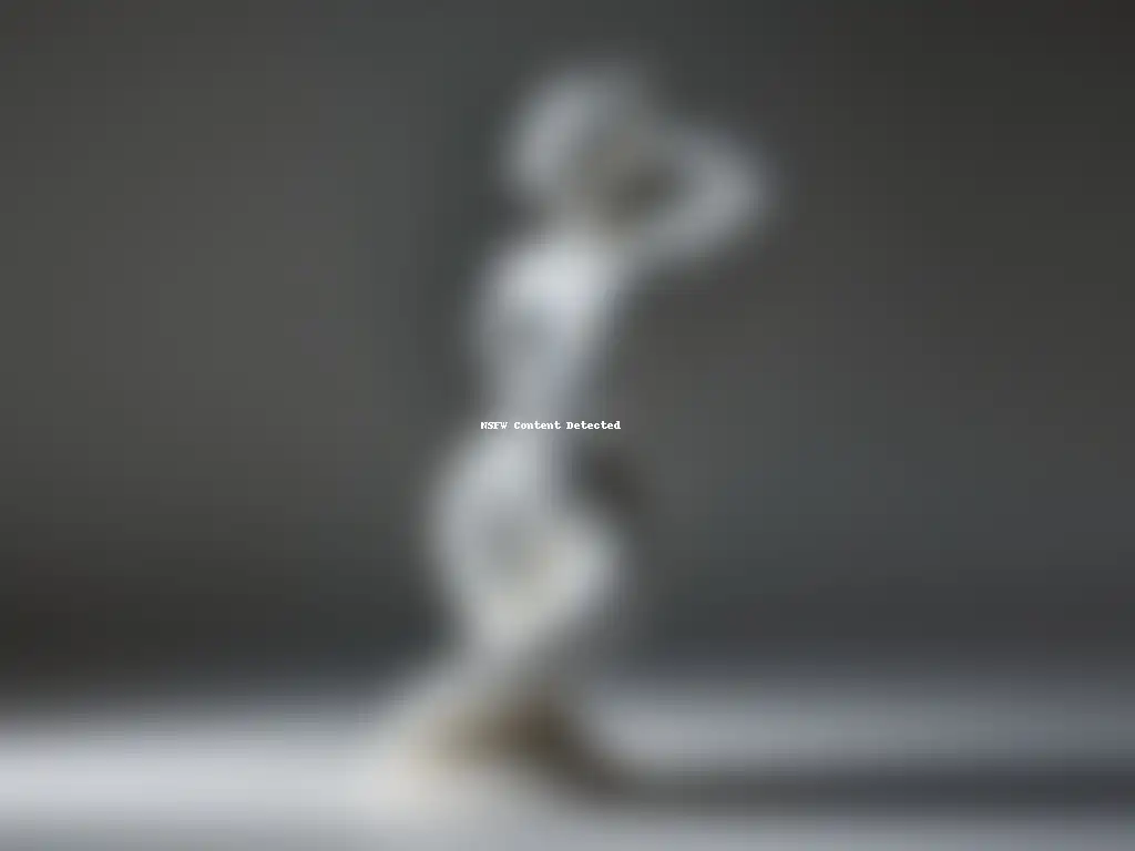 Escultura 3D minimalista de una figura humana con detalles intrincados y líneas fluidas, en acabado blanco mate