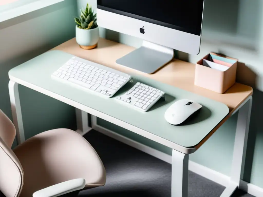 Espacio de oficina moderno con aplicaciones prácticas de RA en ergonomía, ambiente calmado y productivo