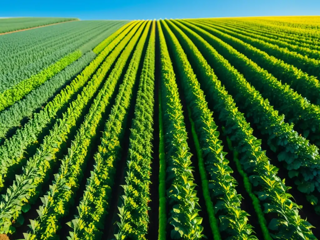 Espléndido campo de cultivo verde bajo cielo azul