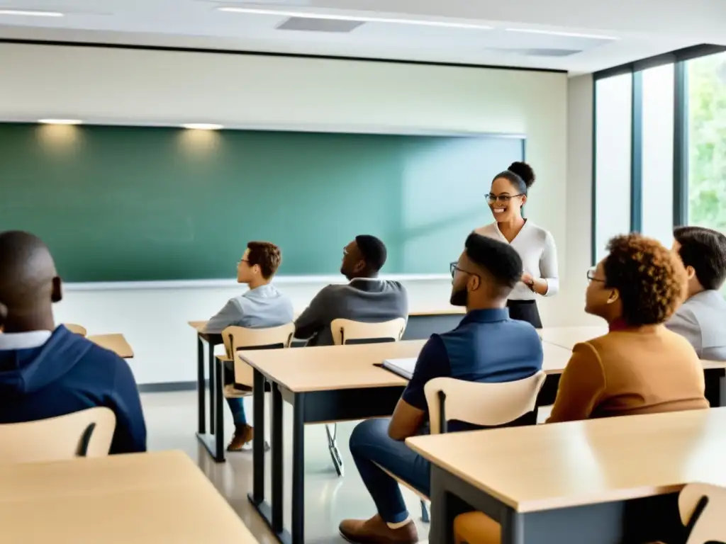 Estudiantes participando en innovadora preparación para la economía 5G en aula moderna